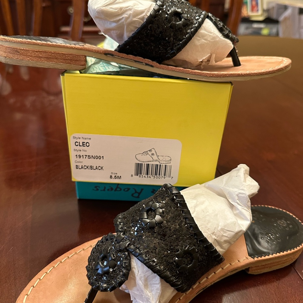 Jack Rogers Cleo - Black Sparkly Sandals